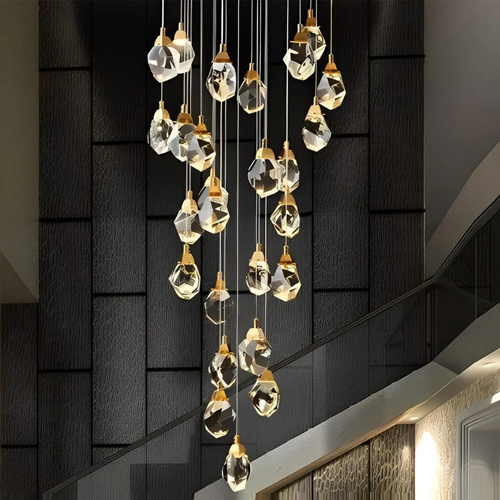 Luxury Staircase Chandelier Modern Spiral Crystal High Ceiling Light