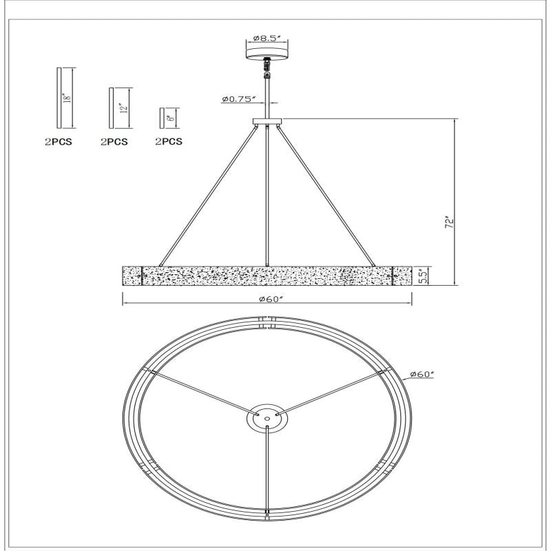Vouvray Round Chandelier 60"
