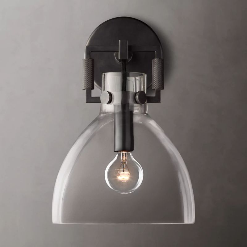 Machinist Metal Cloche Sconce 8"