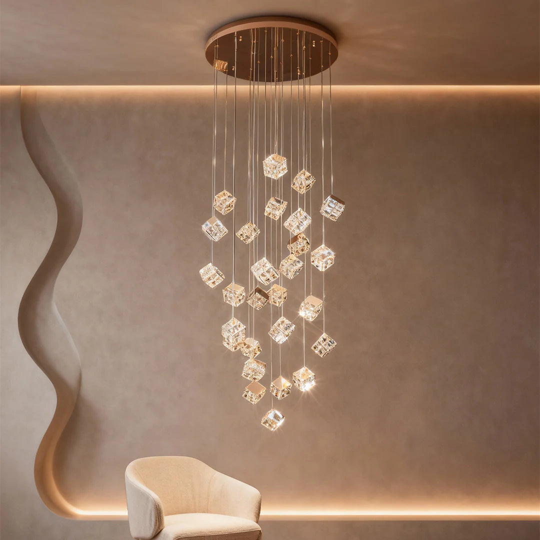 Magic Cube Crystal Staircase Chandelier