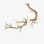 Magnolia Branch & Brass Floral Chandelier