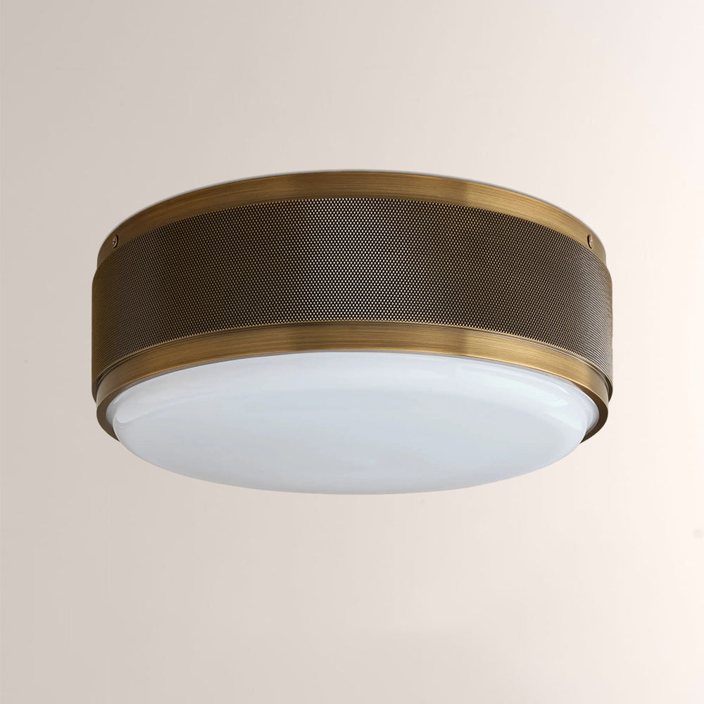 Marlow Perforated Metal Flush Mount with Milk Glass Diffuser