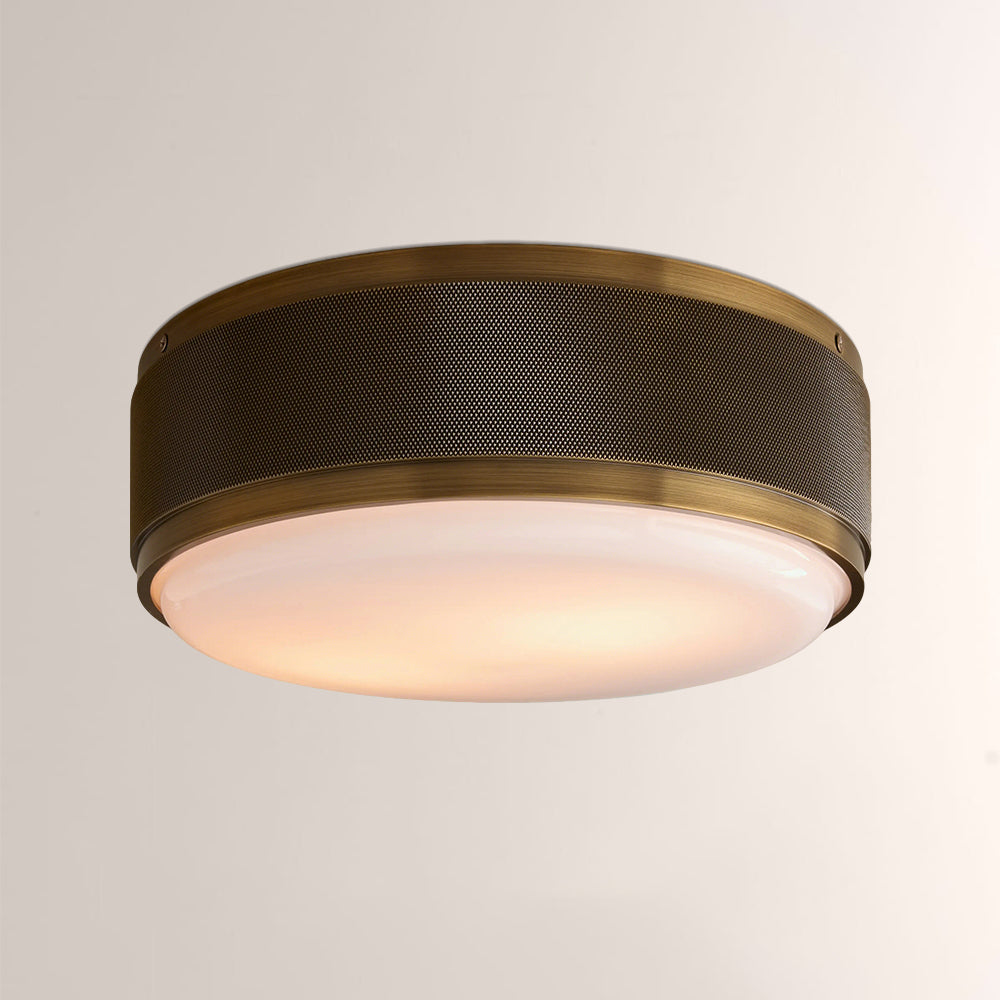 Marlow Perforated Metal Flush Mount with Milk Glass Diffuser