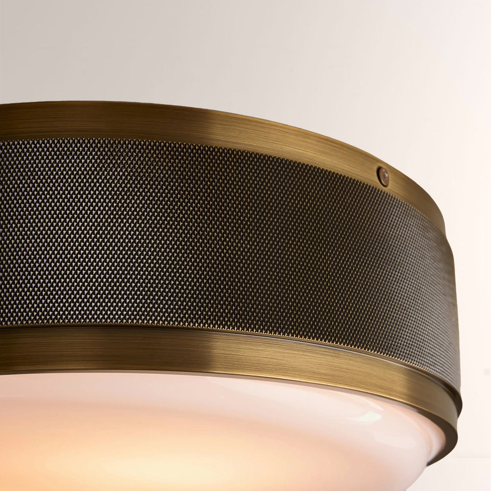 Marlow Perforated Metal Flush Mount with Milk Glass Diffuser