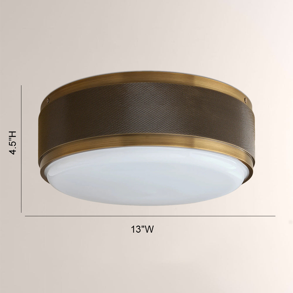 Marlow Perforated Metal Flush Mount with Milk Glass Diffuser