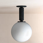 Merlyn Ribbed Black Sphere Glass Flushmount