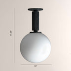 Merlyn Ribbed Black Sphere Glass Flushmount