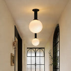 Merlyn Ribbed Black Sphere Glass Flushmount