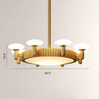 Merlyn Ribbed Brass Opal Glass Chandelier
