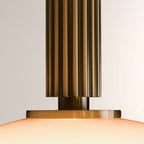 Merlyn Ribbed Brass Opal Glass Flushmount
