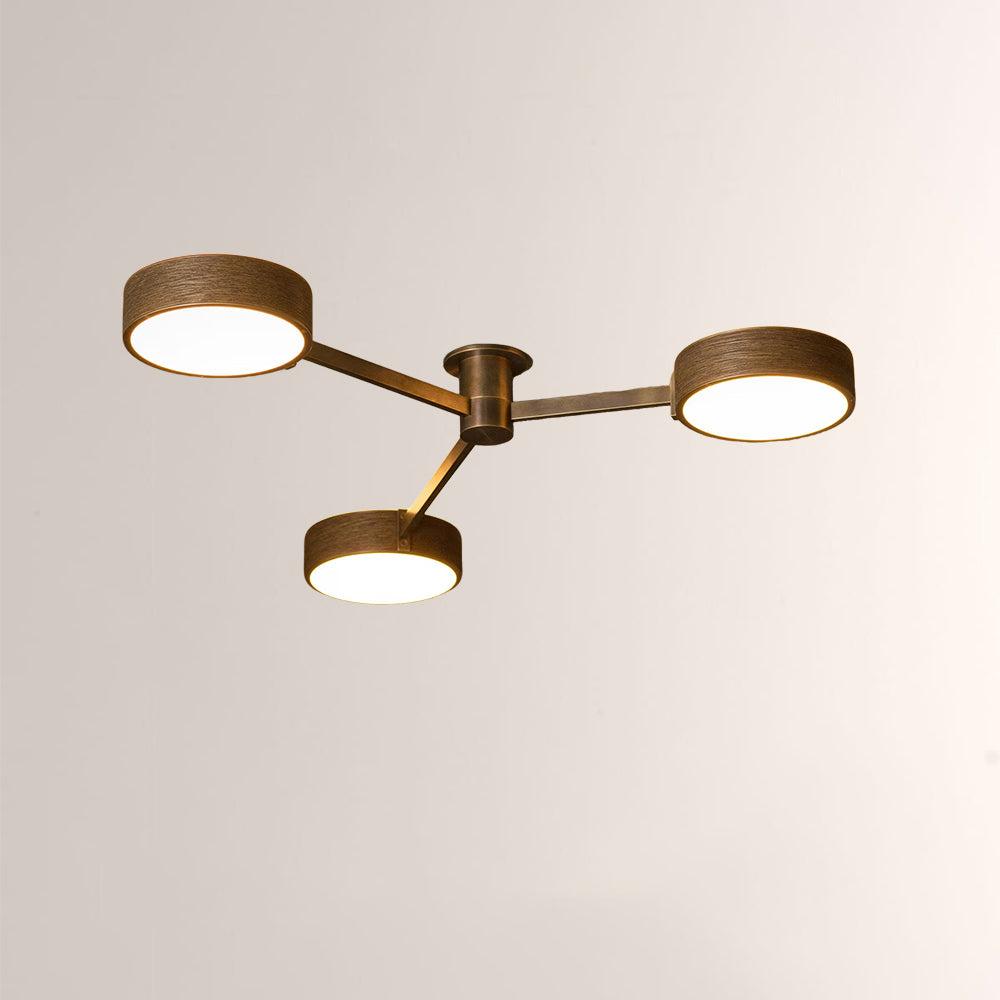 Monterra Bronze Wood Grain 3 Arm Flushmount