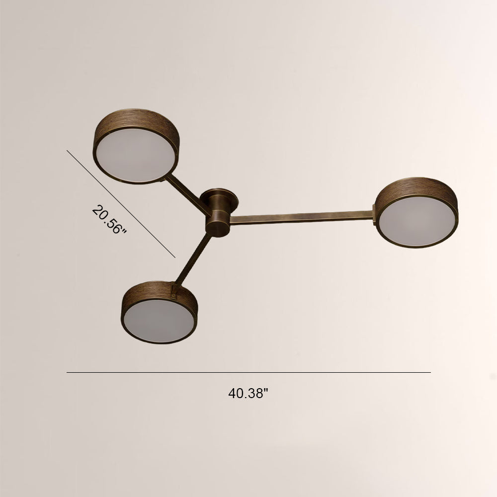 Monterra Bronze Wood Grain 3 Arm Flushmount