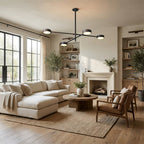 Monterra Cross Arm Wood Grain Disc Chandelier
