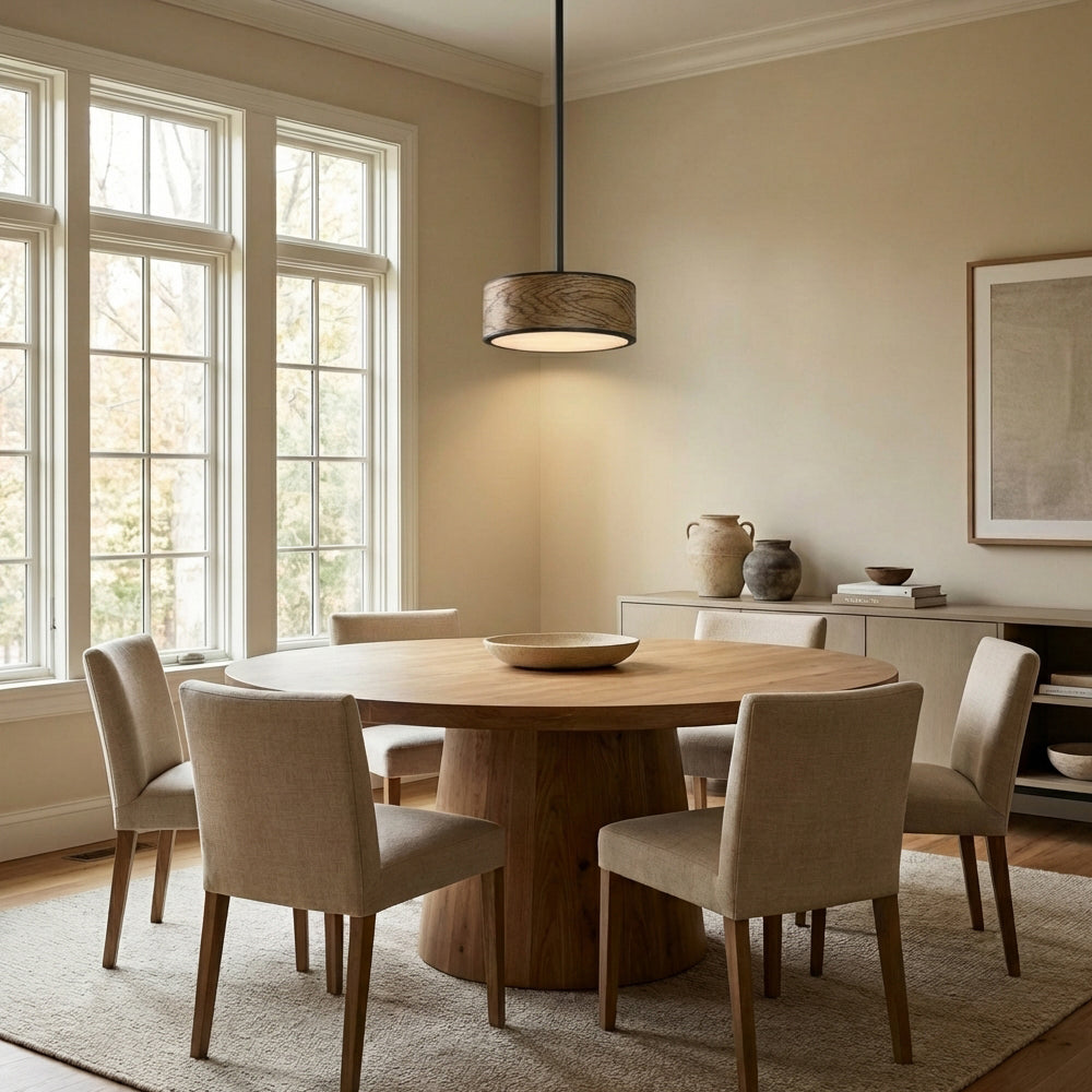Monterra Wood-Grain Drum Pendant
