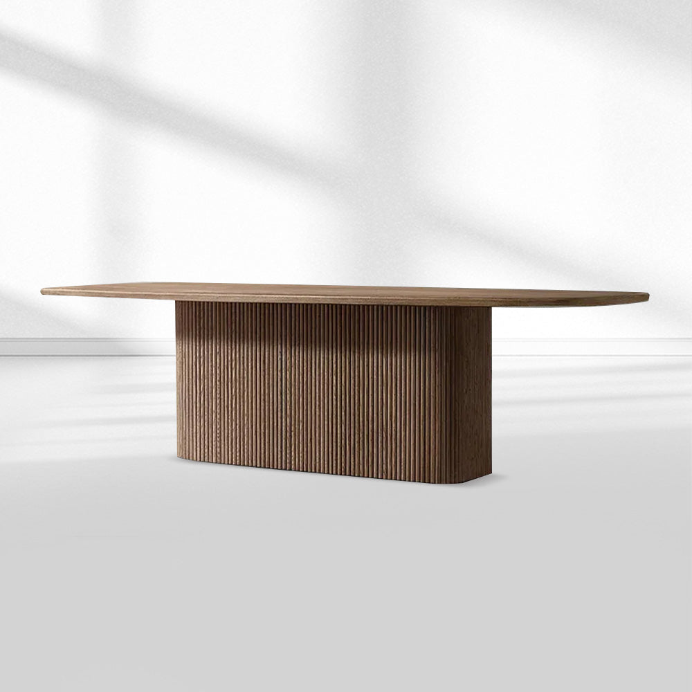 Mulho Pedestal Rectangular Wood Dining Table