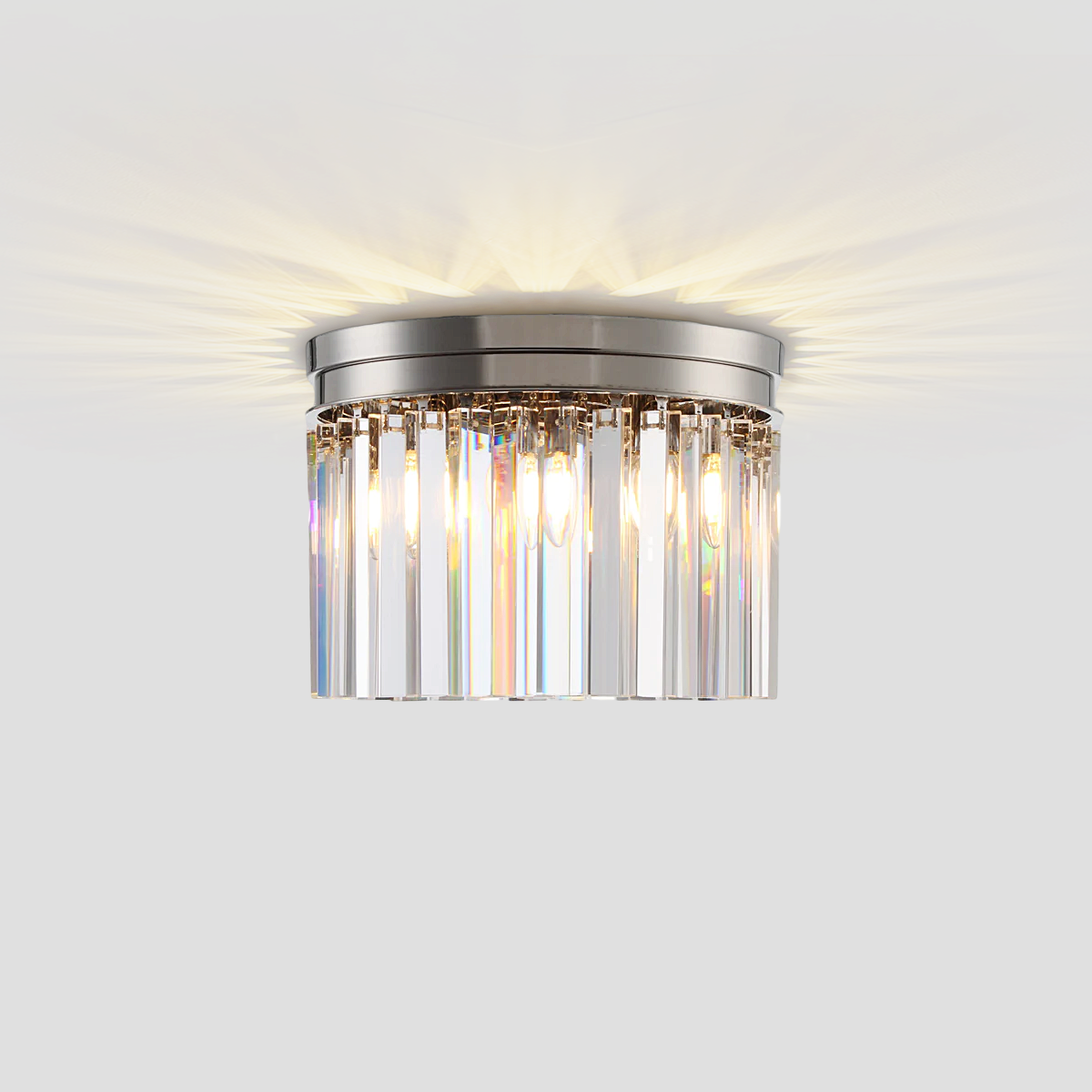 1920s Olion 1-Tier Crystal Round Flushmount