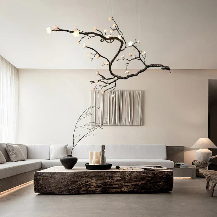 Noir Magnolia Branch & Porcelain Bloom Chandelier
