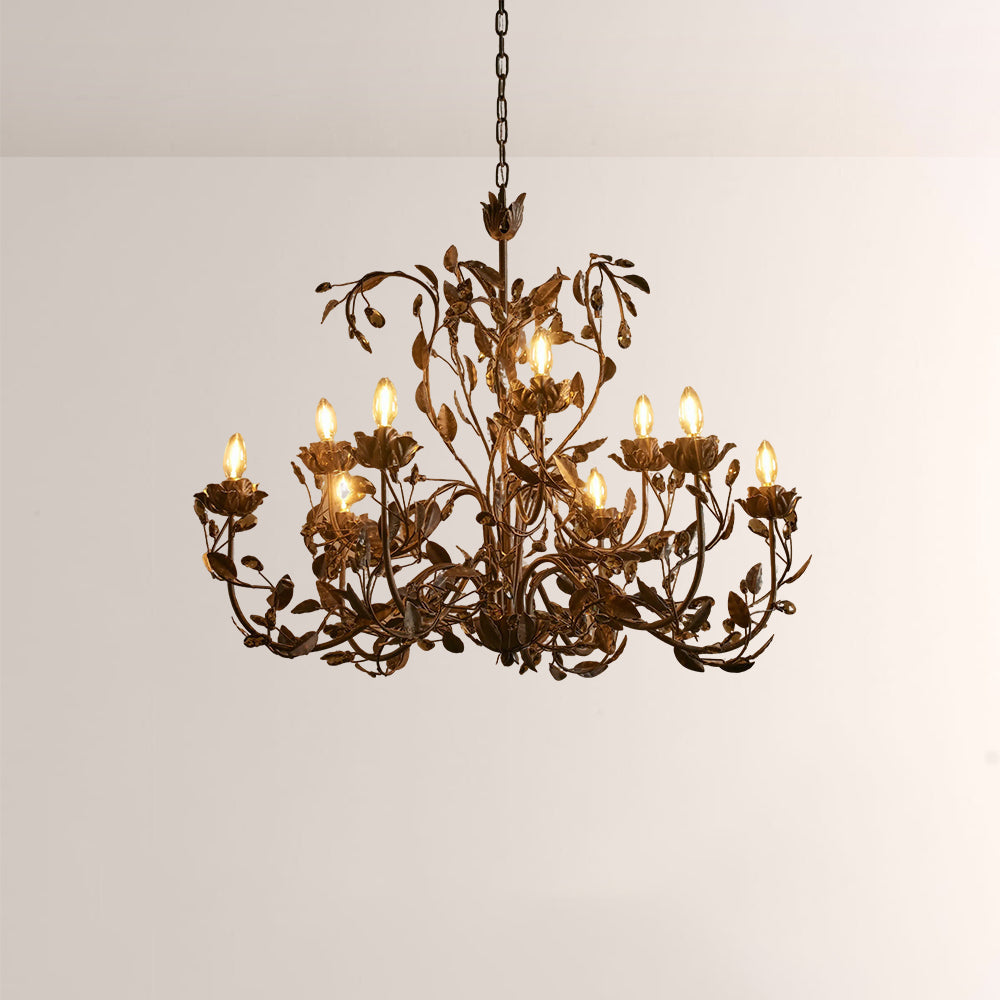 Nora Gilded Floral Crystal Round Chandelier