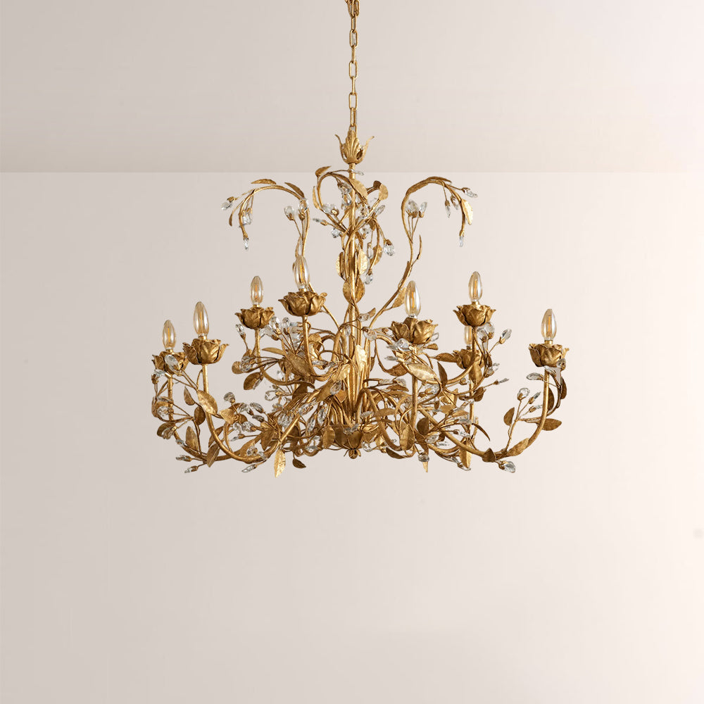 Nora Gilded Floral Crystal Round Chandelier