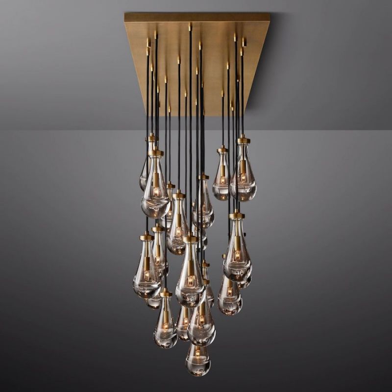 Raindrop Glass Rectangle Chandelier 72"