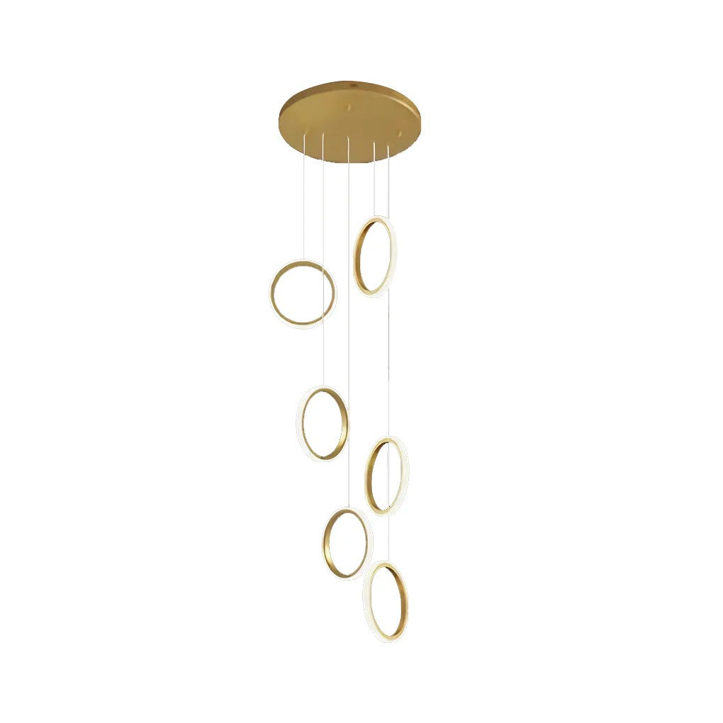 Ring Staircase Chandelier Light Gold LED Ceiling Light