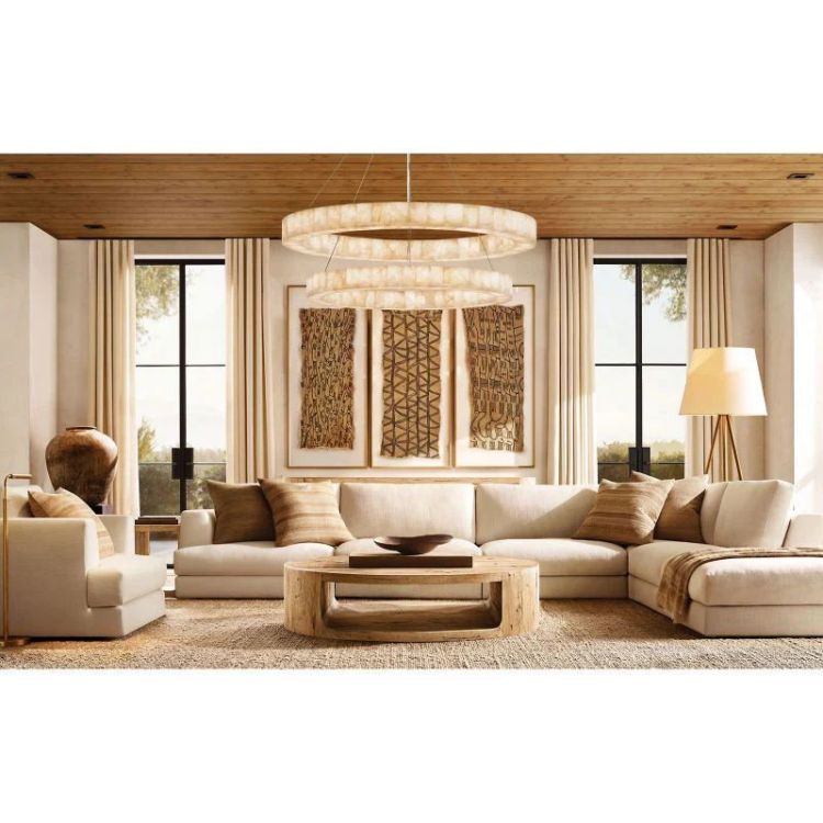  Riveage 2-Tier Round Calcite Chandelier 60"