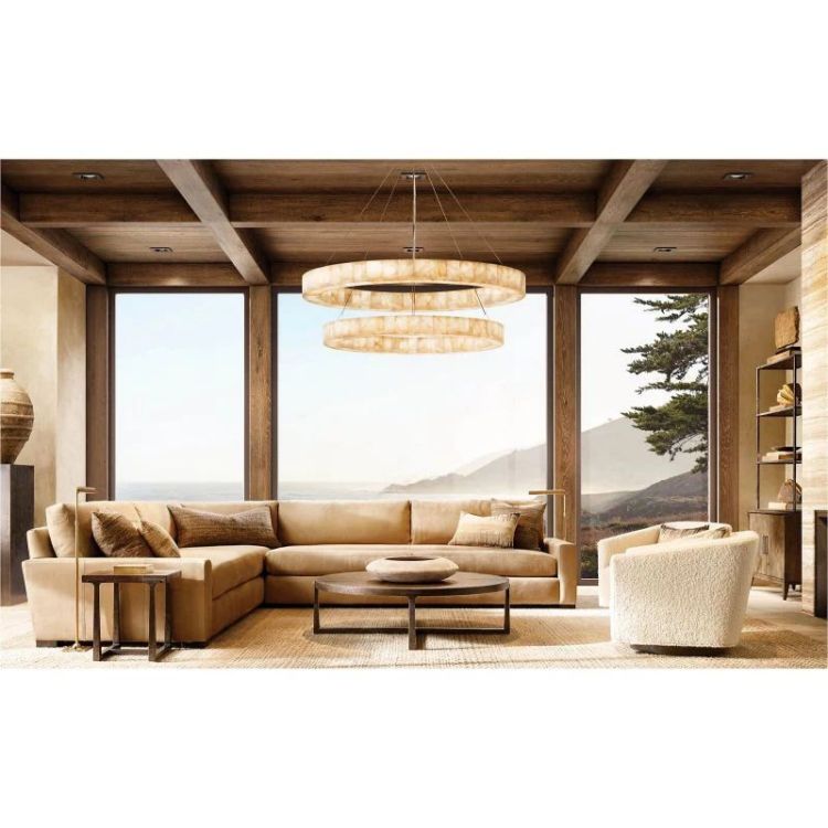  Riveage 2-Tier Round Calcite Chandelier 60"