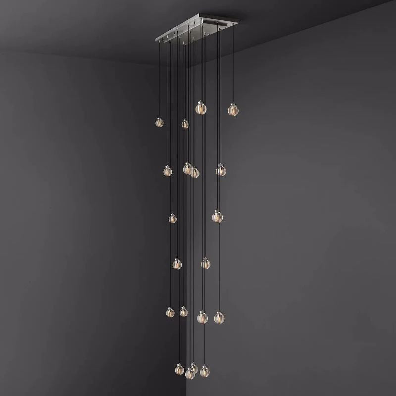 Pearl Spherical Modern Rectangular Chandelier 54”
