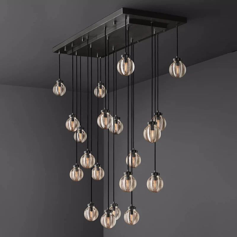 Pearl Spherical Modern Rectangular Chandelier 54”