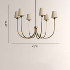 Saylor 6-Light Curved Arm Chandelier with Linen Shades