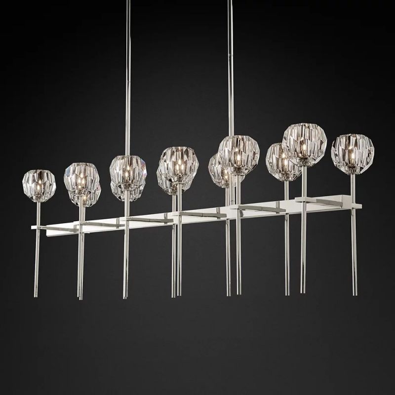 Kelly Glass Double Linear Chandelier 60''