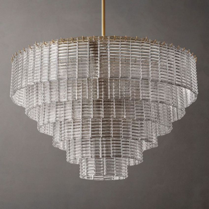 Belan Clear/Smoke Glass Tiered Round Chandelier 41"