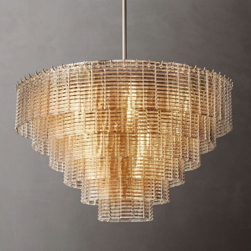 Belan Clear/Smoke Glass Tiered Round Chandelier 41"