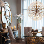 Spherical Thirty-Light Stone Quartz Chandelier