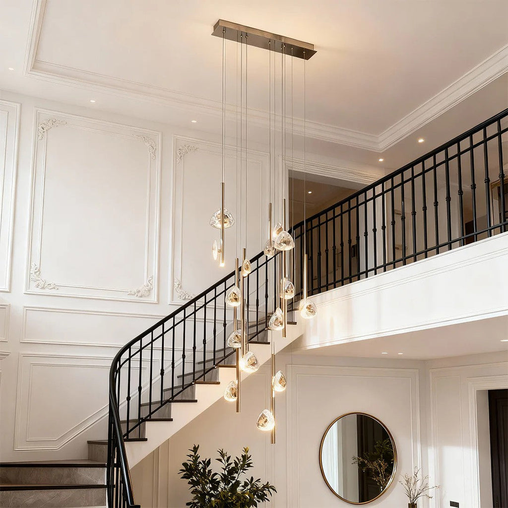 Staircase Crystal Chandelier Modern Aluminum Ceiling Light