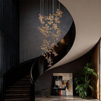 Modern Staircase Chandelier Crystal Hollow Rotating Ceiling Light