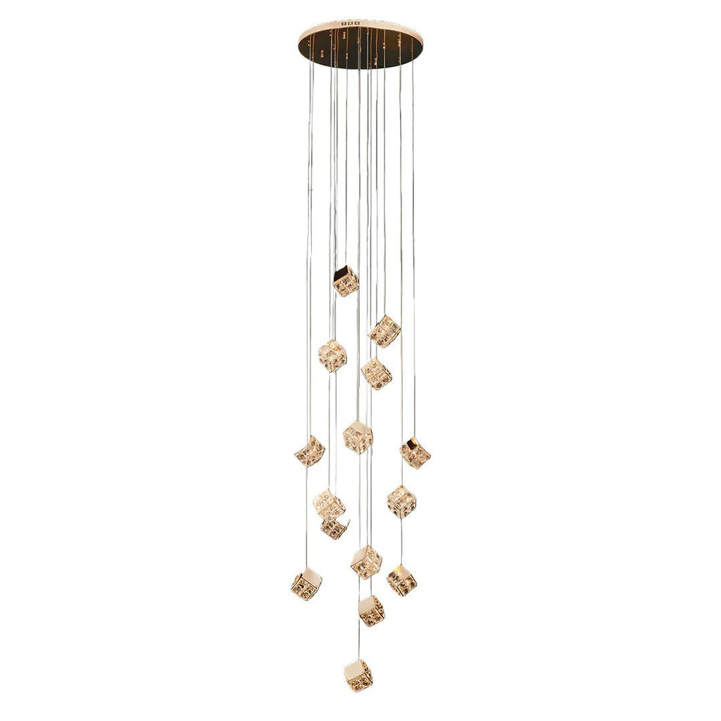 Stairs Chandelier Magic Cube Crystal Ceiling Light
