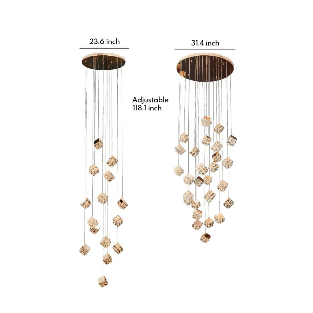 Stairs Chandelier Magic Cube Crystal Ceiling Light