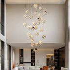Stairs Chandelier Magic Cube Crystal Ceiling Light