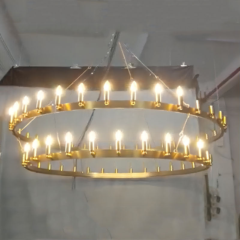 Vintage Candelabra Two-Tier Round Chandelier(Brass)