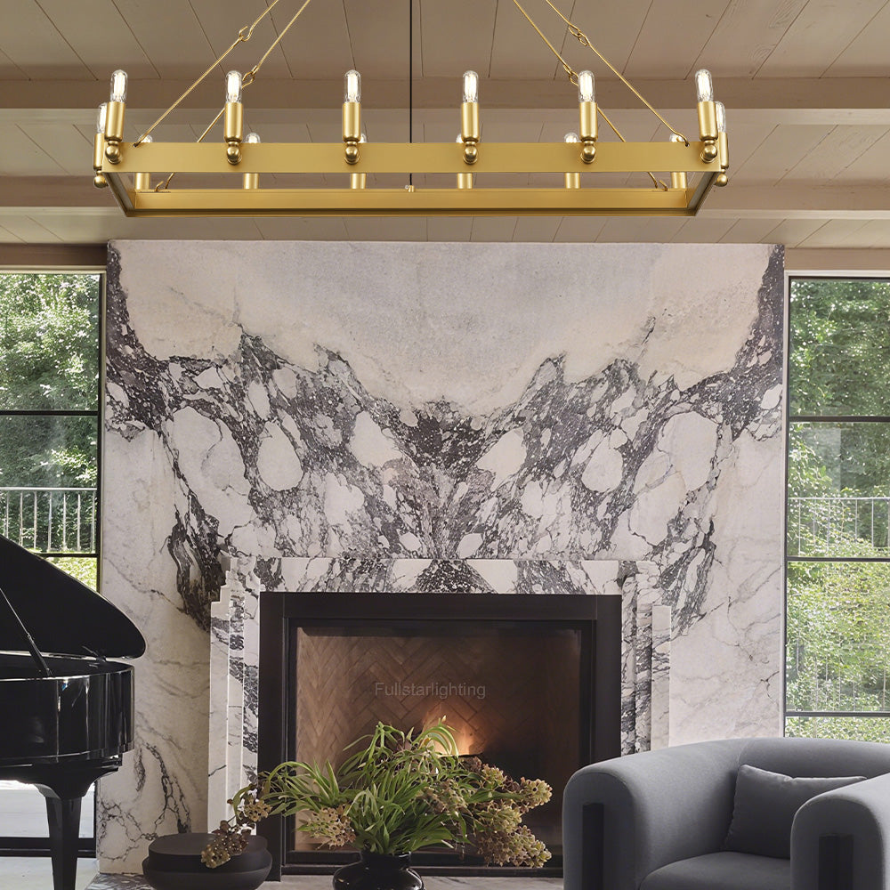 Cereak Vintage Filament Rectangular Chandelier