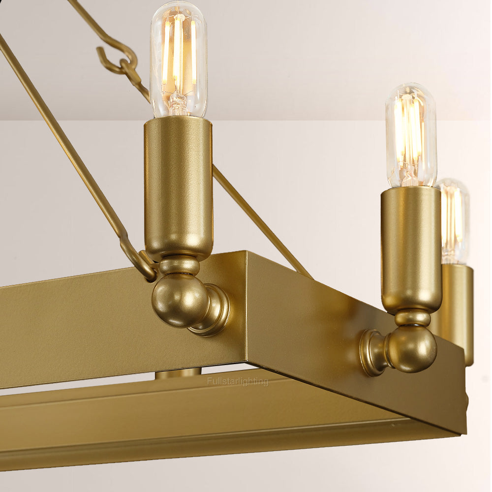 Cereak Vintage Filament Rectangular Chandelier