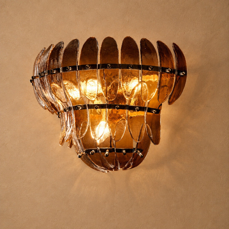 Alieence Smoke Glass Tiered Sconce