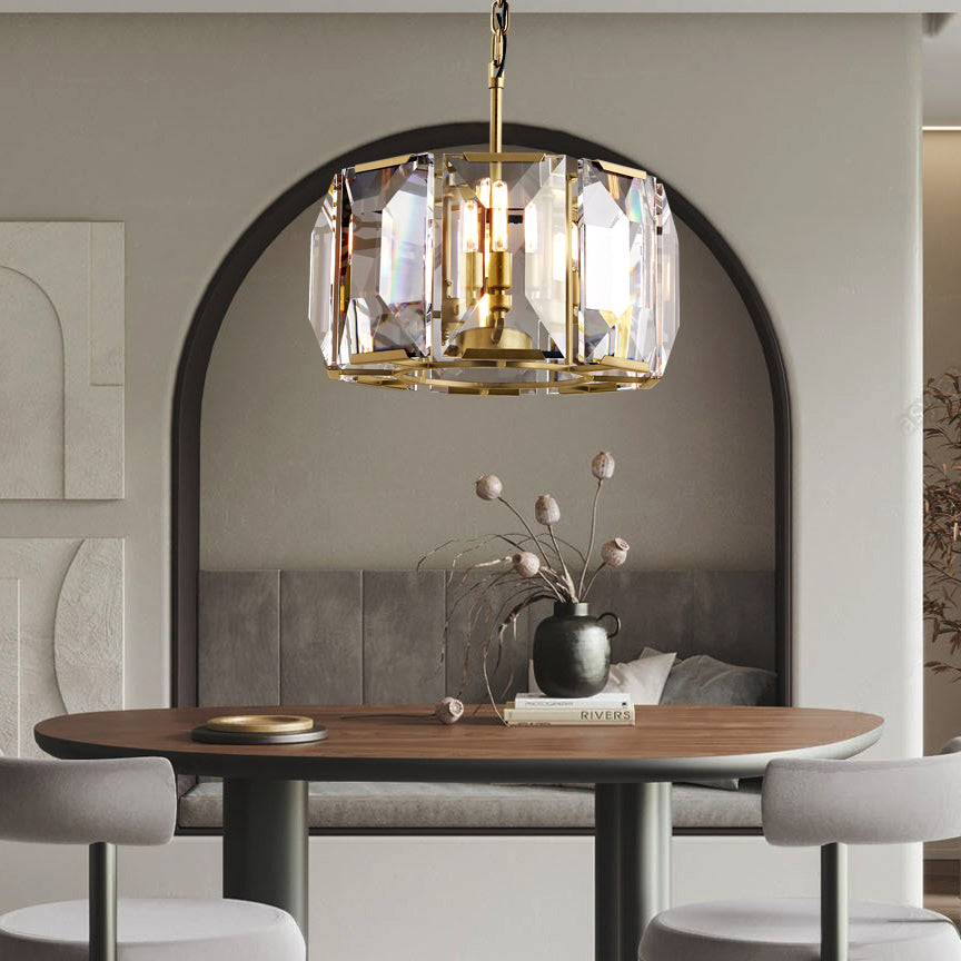 Faceted Crystal Glass Round Chandelier D19" - Yami Lightings