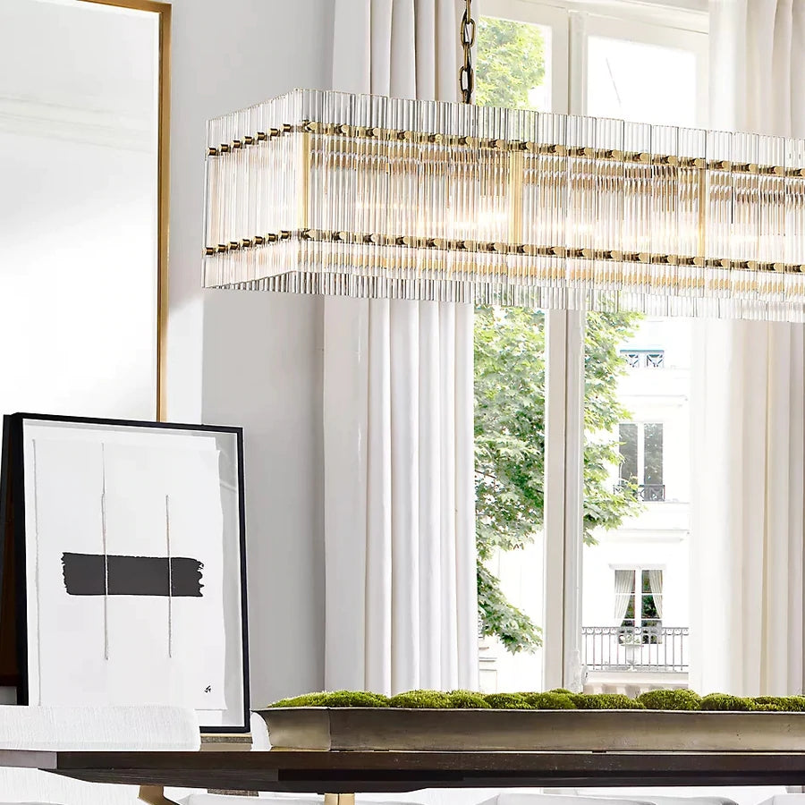 Marcia Glass Rectangular Chandelier 72" - Yami Lightings