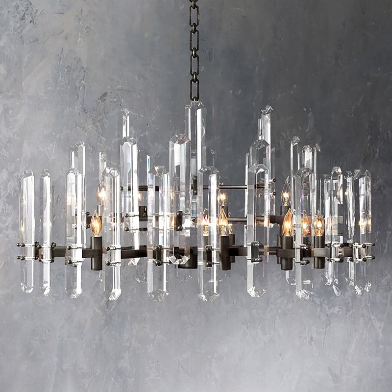 Bonnie Faceted Crystal Prisms Round Chandelier - Yami Lightings