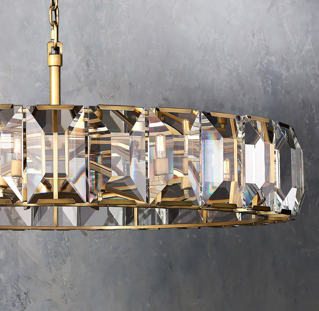Faceted Crystal Glass Round Chandelier D43" - Yami Lightings