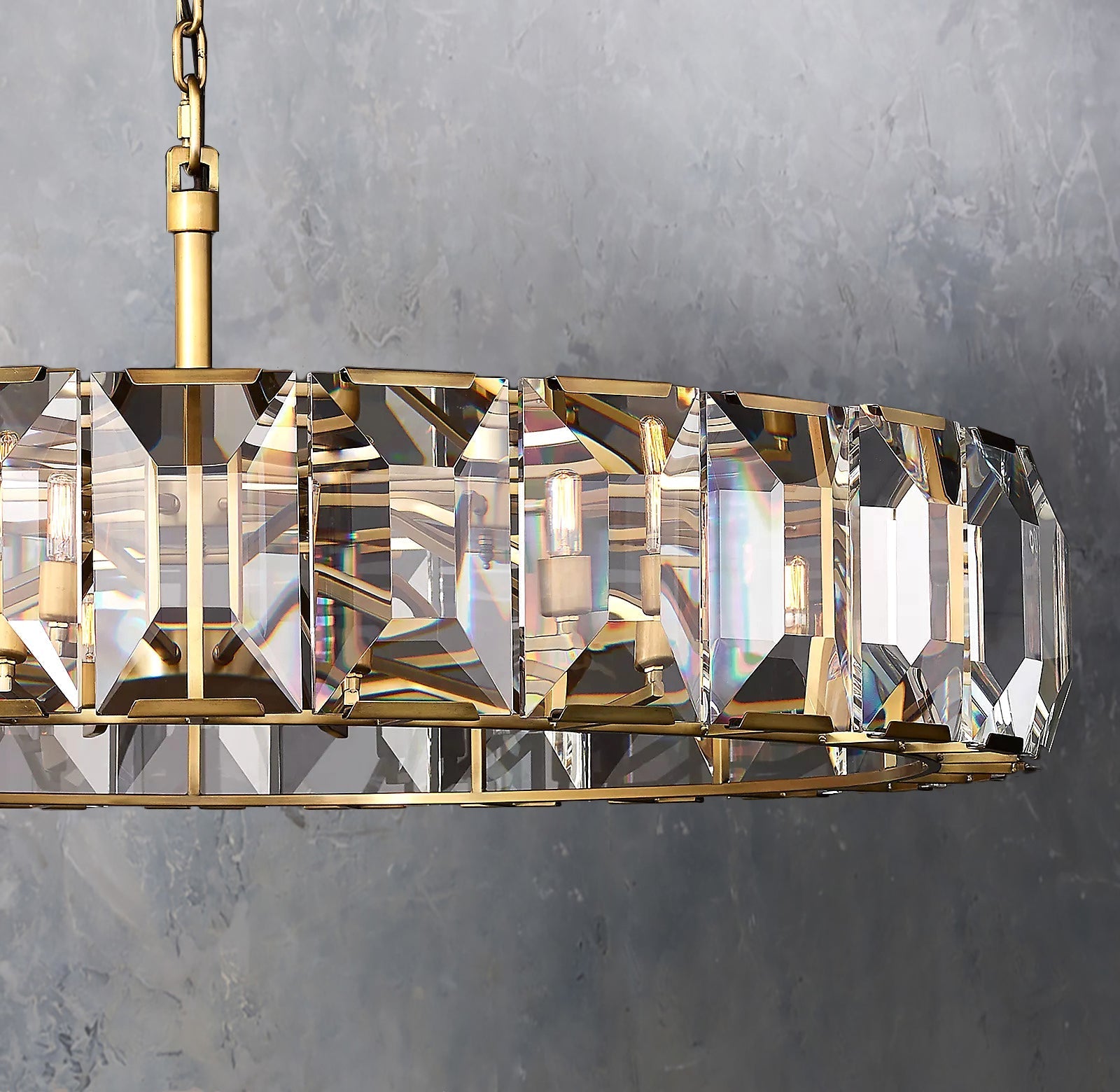 Faceted Crystal Glass Round Chandelier D43" - Yami Lightings