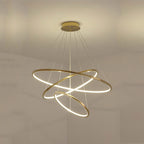 Amina Staircase Gold Multi Rings Chandelier Lobby Villa - Yami Lightings
