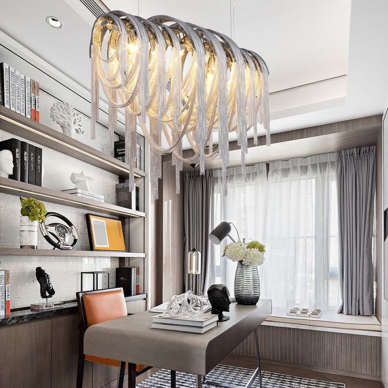 Aurora Luxury Aluminum Chain Tassel Chandelier - Yami Lightings